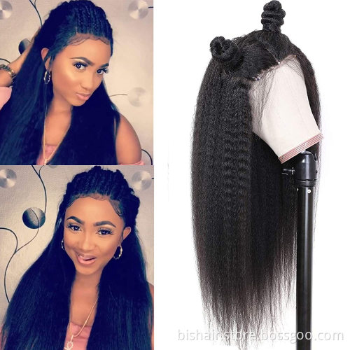 Yaki  Straight Real Human Hair Wig For Women13x4 Yaki Lace Front Wig Real Human Hair  180% Density Full Lace Front Wig